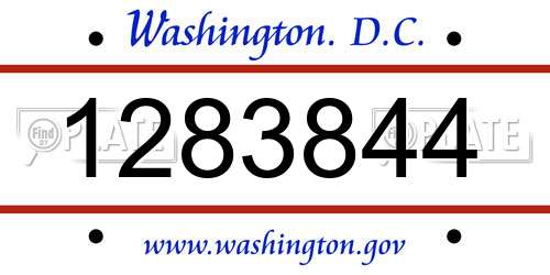 1283844 District Of Columbia License Plate