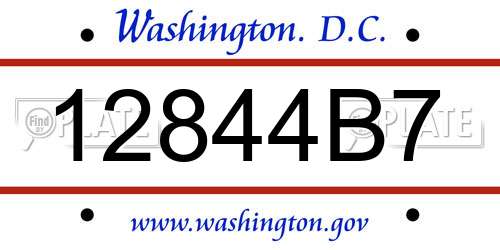 12844B7 District Of Columbia License Plate