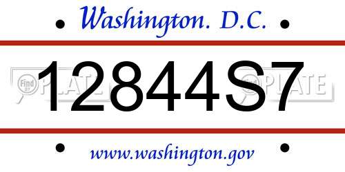 12844S7 District Of Columbia License Plate