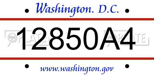 12850A4 District Of Columbia License Plate