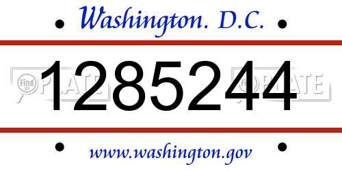 1285244 District Of Columbia License Plate