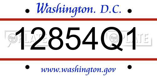 12854Q1 District Of Columbia License Plate