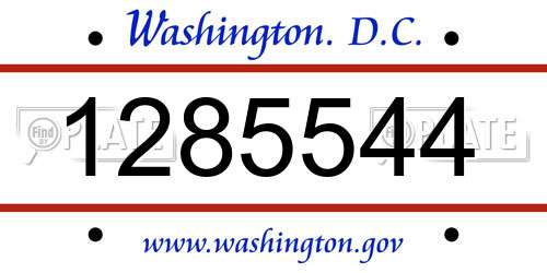 1285544 District Of Columbia License Plate