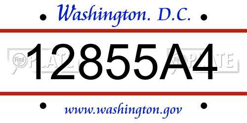 12855A4 District Of Columbia License Plate