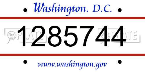 1285744 District Of Columbia License Plate