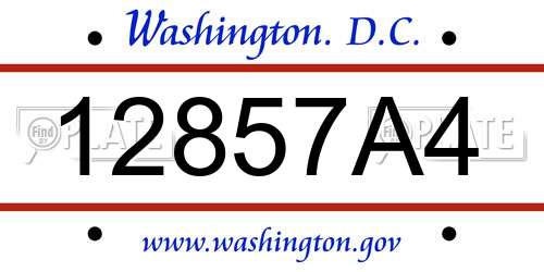 12857A4 District Of Columbia License Plate