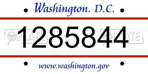 1285844 District Of Columbia License Plate