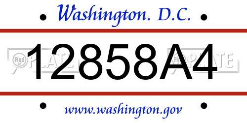 12858A4 District Of Columbia License Plate