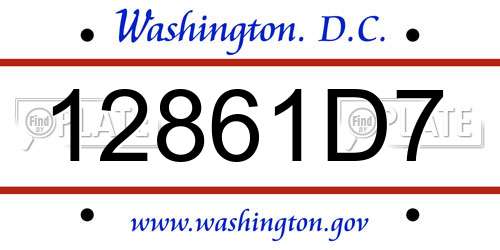 12861D7 District Of Columbia License Plate