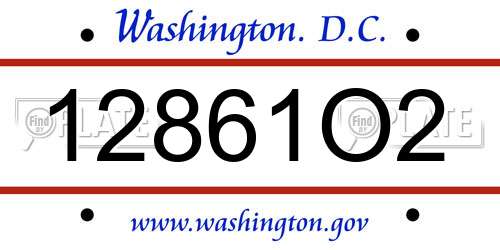 12861O2 District Of Columbia License Plate