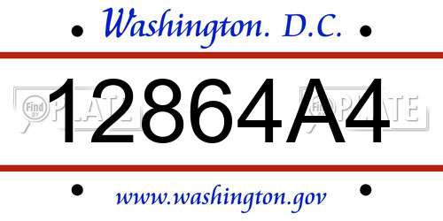 12864A4 District Of Columbia License Plate