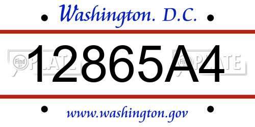 12865A4 District Of Columbia License Plate