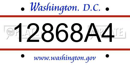 12868A4 District Of Columbia License Plate