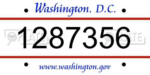 1287356 District Of Columbia License Plate