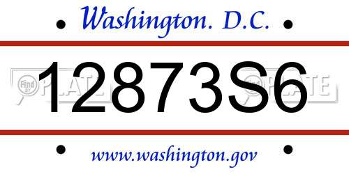 12873S6 District Of Columbia License Plate