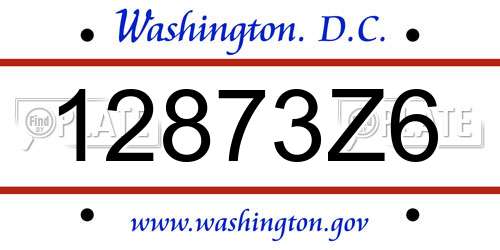 12873Z6 District Of Columbia License Plate