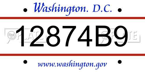12874B9 District Of Columbia License Plate