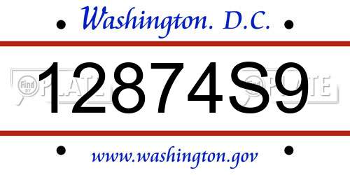 12874S9 District Of Columbia License Plate