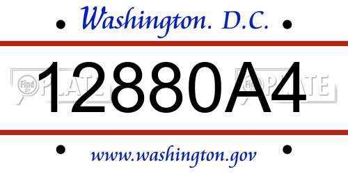 12880A4 District Of Columbia License Plate