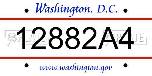 12882A4 District Of Columbia License Plate