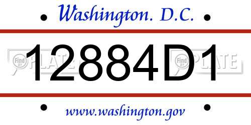 12884D1 District Of Columbia License Plate