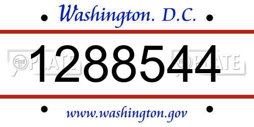 1288544 District Of Columbia License Plate