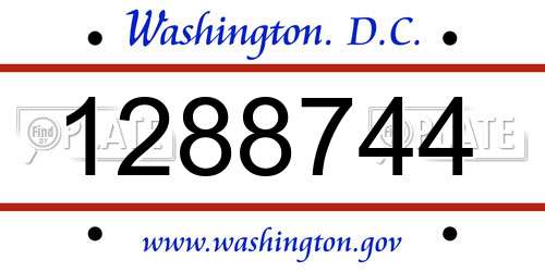1288744 District Of Columbia License Plate