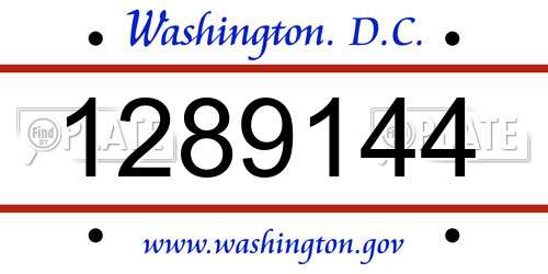 1289144 District Of Columbia License Plate