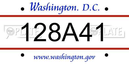 128A41 District Of Columbia License Plate