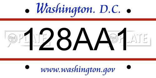 128AA1 District Of Columbia License Plate