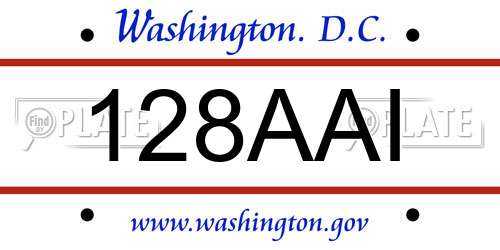 128AAI District Of Columbia License Plate