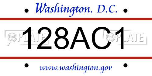 128AC1 District Of Columbia License Plate