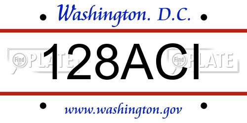 128ACI District Of Columbia License Plate