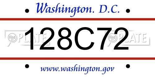 128C72 District Of Columbia License Plate