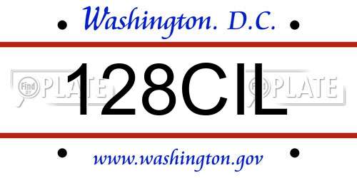128CIL District Of Columbia License Plate