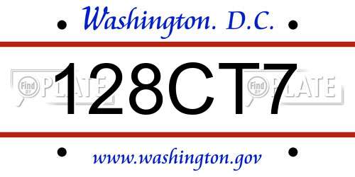 128CT7 District Of Columbia License Plate