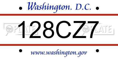 128CZ7 District Of Columbia License Plate