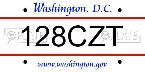 128CZT District Of Columbia License Plate
