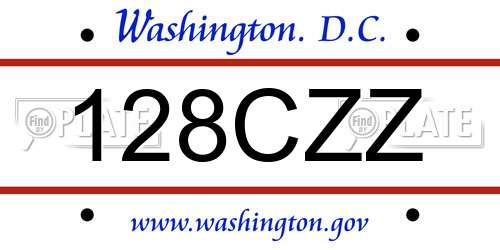 128CZZ District Of Columbia License Plate