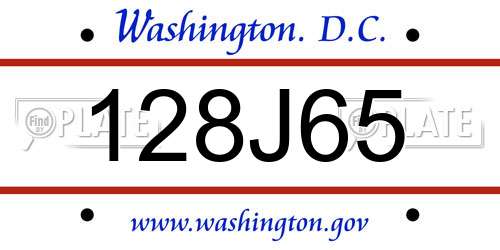 128J65 District Of Columbia License Plate