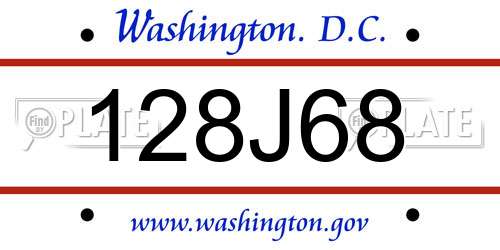 128J68 District Of Columbia License Plate