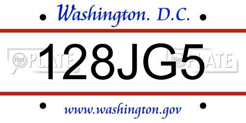 128JG5 District Of Columbia License Plate