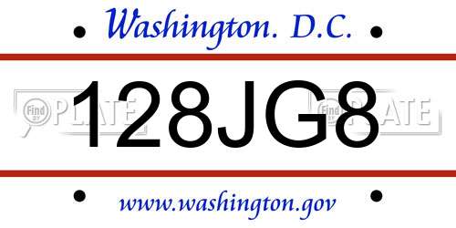 128JG8 District Of Columbia License Plate