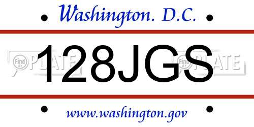 128JGS District Of Columbia License Plate