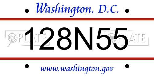 128N55 District Of Columbia License Plate