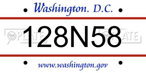 128N58 District Of Columbia License Plate