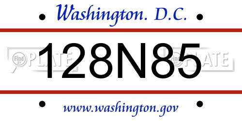 128N85 District Of Columbia License Plate