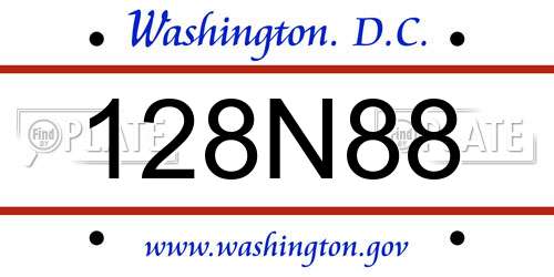 128N88 District Of Columbia License Plate