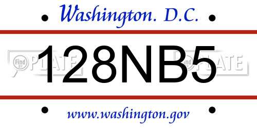 128NB5 District Of Columbia License Plate