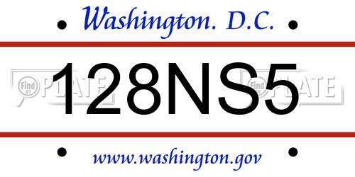 128NS5 District Of Columbia License Plate